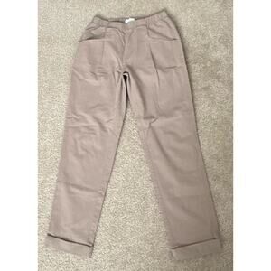 Oak + Fort Women’s Pants XS Beige Elastic Waist Cropped Ankle Casual Minimalist